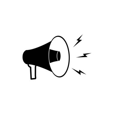 Siyah doldurulmuş yeni simge tasarımlı megafon çizgisi logo vektör illüstrasyon şablonu