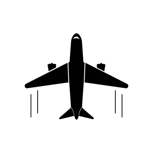 Icono Del Avión Ilustración Vectorial Plana Negro Sobre Fondo Blanco — Vector de stock