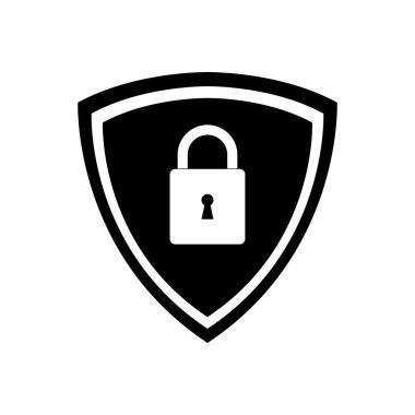 Düz bir güvenlik simgesi. Web sitenizin tasarımı için kalkan güvenlik sembolü, logo, uygulama, UI Vektör EPS 10.