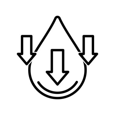 Okları ve çizgi vektörü olan düşük su seviyesi simgesi