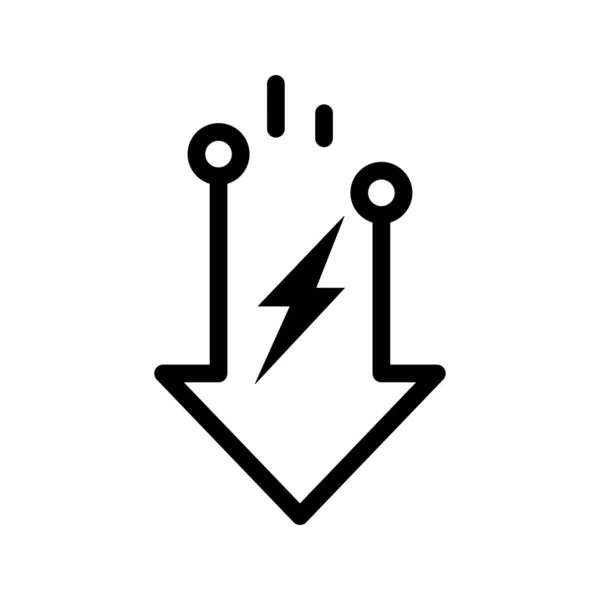 Ikona Niskiego Zużycia Energii Elektrycznej Zmniejszenie Ładunku Energii Symbol Cienkiej — Wektor stockowy