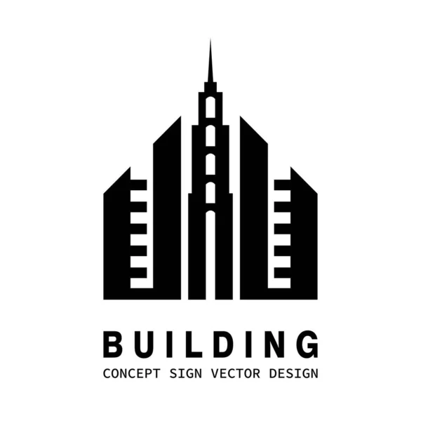 Building Vector Logo Real Estate Sign Cityscape Graphic Concept Illustration — Stock Vector