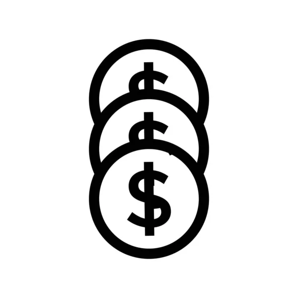 硬貨だ ラインアイコンベクトル 支払いシステム 白い背景に隔離された着信ドルコインとセント フラットデザインスタイル 事業概念 — ストックベクタ