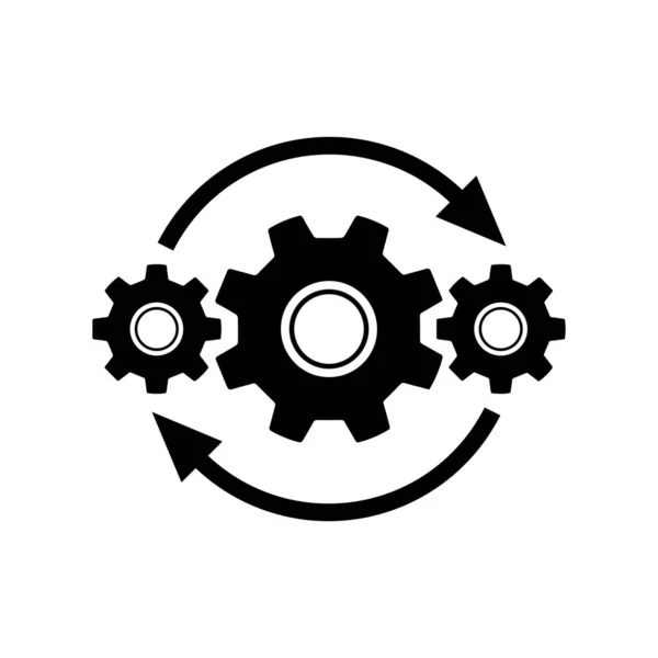 Gears Wheel Arrows Concept Black Icon Vector Design Seo Creative — Stock Vector