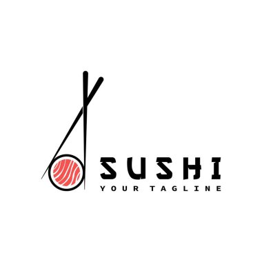 Japon gıda illüstrasyon tasarımı için Sushi logo şablonvektör simgesi