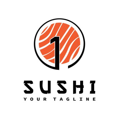 Japon gıda illüstrasyon tasarımı için Sushi logo şablonvektör simgesi