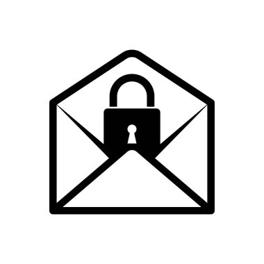 Güvenli posta simgesi. Şifre zarfı. Yeni şifre. Beyaz arkaplanda vektör simgesi izole edildi.