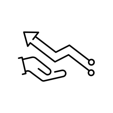 Artan motivasyon ikonu, grafik büyüme gelişimi, başarı pazarlamasını arttırma, beyaz arkaplanda ince çizgi sembolü - düzenlenebilir felç vektörü çizimi