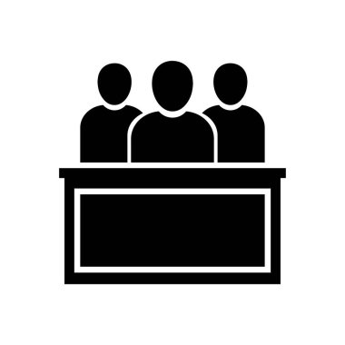 Beyaz arkaplanda jüri simgesi izole edildi. Vektör illüstrasyonu.