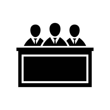 Beyaz arkaplanda jüri simgesi izole edildi. Vektör illüstrasyonu.