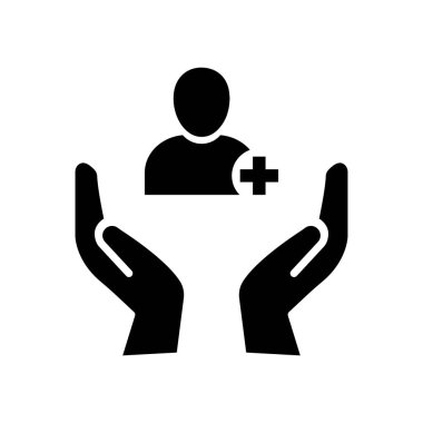 Hasta ikonu. Sağlık sigortası. Beyaz arkaplanda vektör simgesi izole edildi.