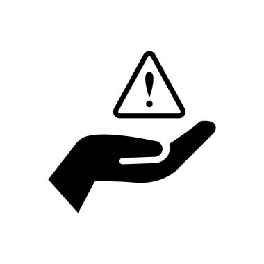 Kurulum ve destek simgesi, düz tasarım en iyi vektör simgesi. Avuç içi vektör simgesinde ünlem işareti