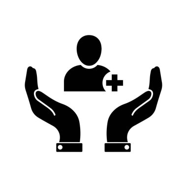 Hasta ikonu. Sağlık sigortası. Beyaz arkaplanda vektör simgesi izole edildi.