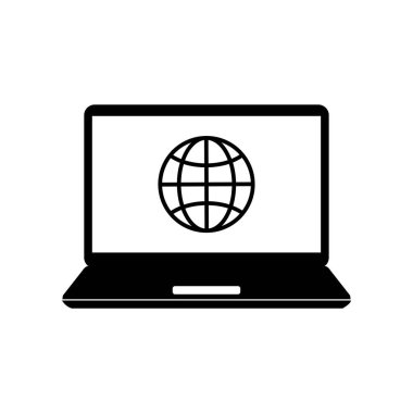 dizüstü bilgisayar - İnternet simgesi vektörü
