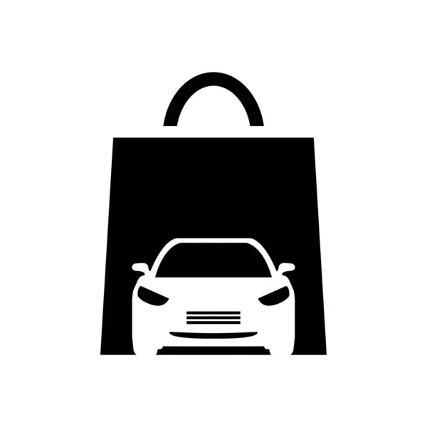 Car Shopping Icon Buying New Car Shopping Bag Vector Icon — Stock Vector