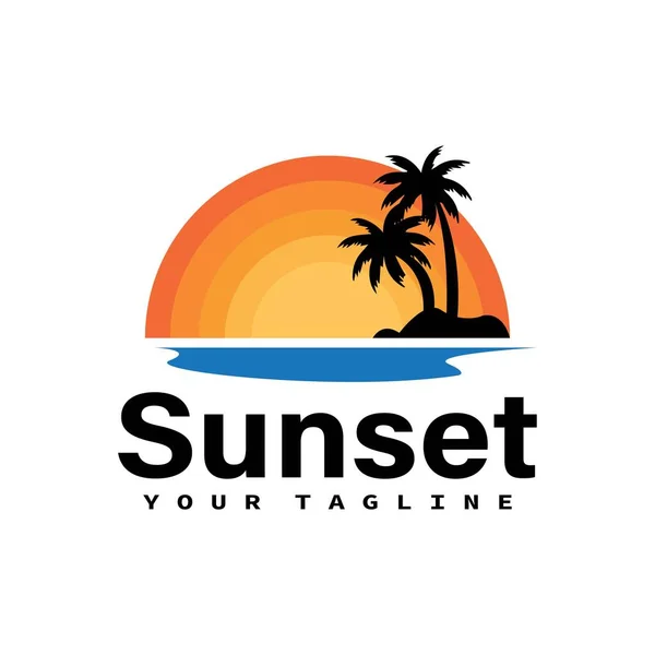 Sunset Logo Icon Vector Template — Stock Vector
