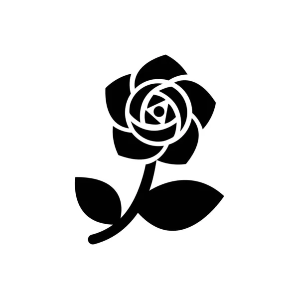 Rose Flower Icon Black White Vector Graphic — Stock Vector