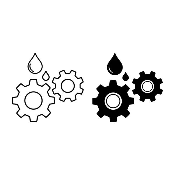 Oil Gear Line Glyph Icon Automobile Liquid Vector Illustration Isolated — Stock Vector