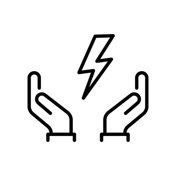 Energiesparsymbol Steuerung Des Stromverbrauchs Hand Spar Verbrauch Dünnes Liniensymbol Auf — Stockvektor