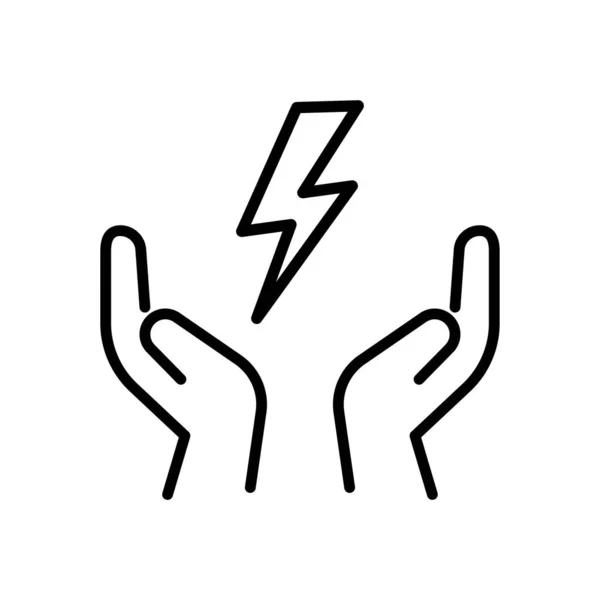 Energiesparsymbol Steuerung Des Stromverbrauchs Hand Spar Verbrauch Dünnes Liniensymbol Auf — Stockvektor