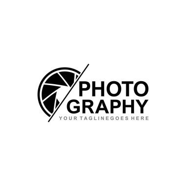 silhouette camera with cut logo vector symbol icon illustration design
