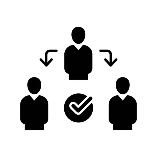 Opdracht Afgevaardigde Delegeren Distributie Business Glyph Icoon Assistent Groepsbeheer Team — Stockvector