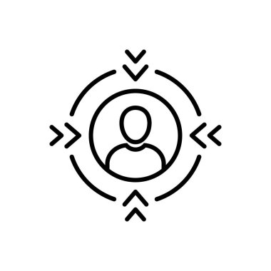 Müşteri simgesi, müşteri merkezli çizgi vektörüne odaklan