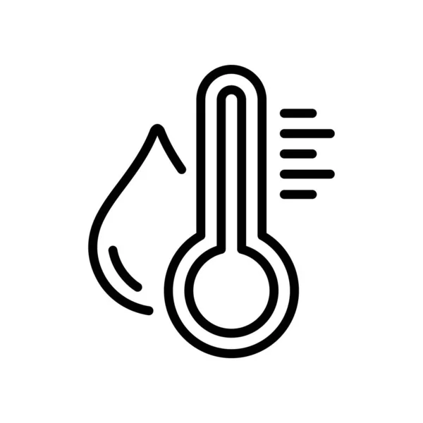 Wassertemperaturanzeige Zeilensymbol Quecksilberthermometer Und Lineares Wassertropfen Piktogramm Umrisssymbol Für Temperatur — Stockvektor