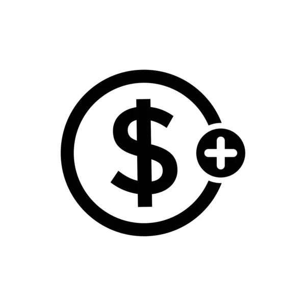 Icono Del Dinero Signo Dólar Icono Finanzas Con Signo Add — Vector de stock