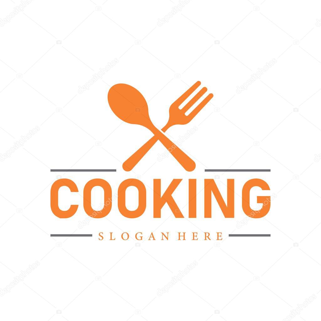 Cooking food fork and spoon restaurant logo icon vector template