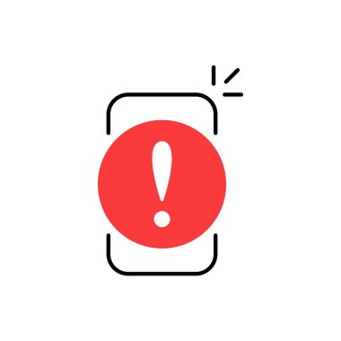 Acil çağrı ya da basit telefonlu uyarı simgesi. Düz hatlı trend modern erişim logoti grafik web tasarım elementi. Akıllı cep telefonu sembolü kavramı anons etmek ya da yanlış bilgi almak gibi