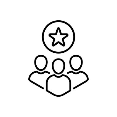 İnce çizgili müşteri ya da çalışan deneyim simgesi. Düz doğrusal trend modern vuruş sanatının logotip grafik tasarım web elementi beyaza izole edildi. Büyük başarı işi için olumlu tavsiye kavramı