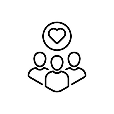 İnce çizgi toplum hizmeti ya da müşteri koruma ikonu. Düz doğrusal stil trend modern paylaşım logottip grafik vuruş tasarımı beyazda izole edildi. Mükemmel inceleme ve işbirliği ya da işbirliği kavramı