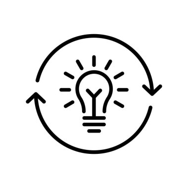 İnce çizgi ampul ve ok yenilik gibi