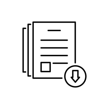 İnce çizgi halinde pdf dosyası indir. Düz doğrusal trend modern vuruş logotip grafik çizgi tasarımı beyaz arka planda izole edildi. Kolay ve hızlı metin dosya yükü ve belge aktarımı kavramı