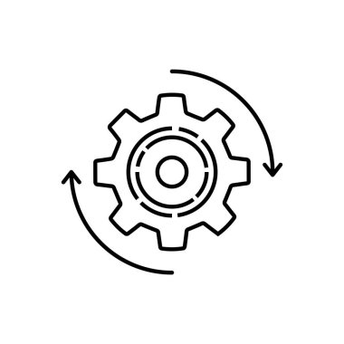 İnce çizgi etkin işlem ve işlem simgesi. Entegrasyon, verimlilik ve iş akışı kavramı. lineart trend modern basit uygulama logotype grafik vuruş sanatı doğrusal web tasarım elementi