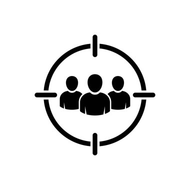 Hedef kitle ikonu. Kelle avcısı sembolü. İnsanları hedef al. Piyasa segmenti vektör çizimi. İstemci hedef işareti.