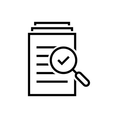 Büyüteç onay gibi değerlendirmek. inceleme planı, hizmet eleştiri işlemi ve yıllık muayene kavramı doğrulayın. düz stil logo grafik tasarım kalite işareti veya beyaz arka plan üzerinde kanıtlanmış başarı