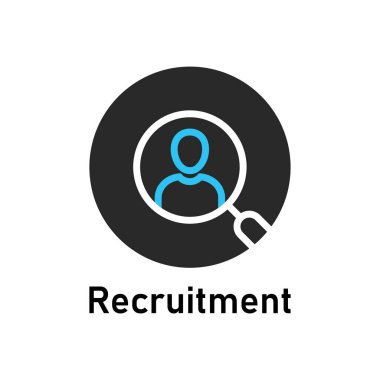 basit bir işe alım logosu. soyut düz stil trend modern benzersiz logottip grafik tasarımı beyazda izole edildi. Başarılı şirket veya yönetici istihdam için istenen iş kaynakları kavramı