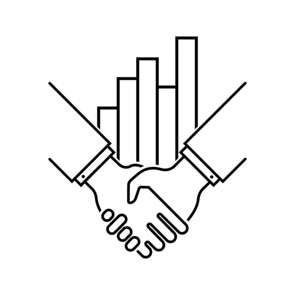 그래픽 성장을 Handshake 흰색에 간단한 스타일 Lineart 디자인 일러스트 커뮤니케이션 — 스톡 벡터