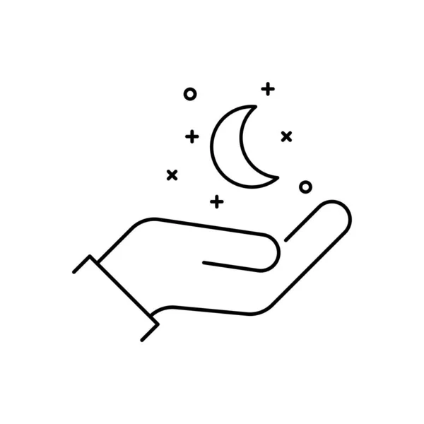 Einfache Dünne Linien Sterne Und Mond Weiblicher Hand Konzept Der — Stockvektor
