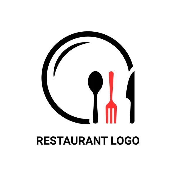 흰색으로 레스토랑 서비스 로고입니다 스타일의 그래픽 디자인 요소는 흰색에서 분리되었다 — 스톡 벡터