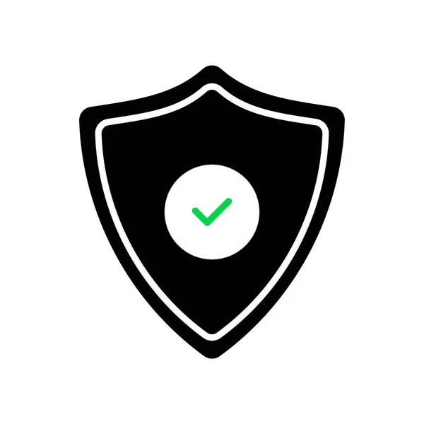 Icono Garantía Con Escudo Negro Garrapata Diseño Gráfico Logotipo Seguridad — Vector de stock