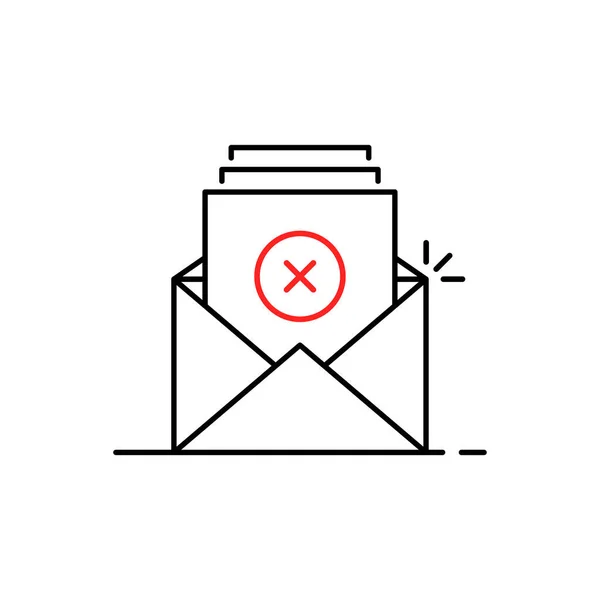 Linea Sottile Rifiuto Email Logo Tratto Piatto Tendenza Annullare Iscrizione — Vettoriale Stock