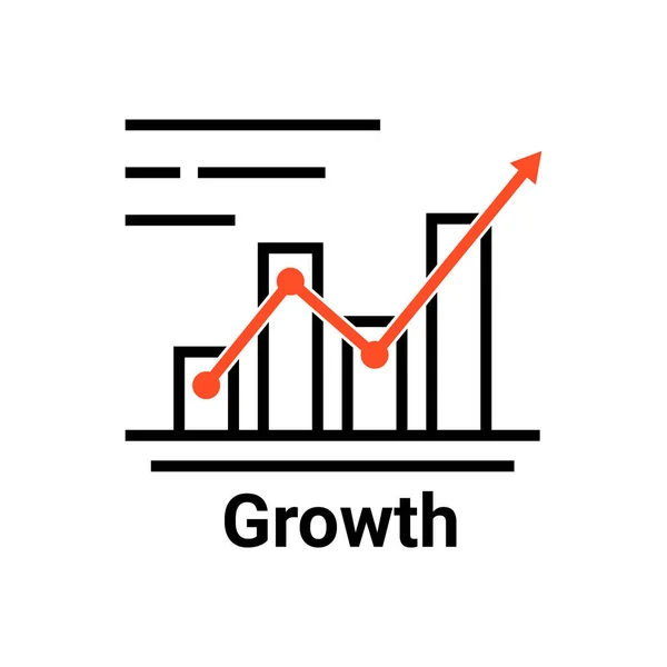 Logo Crecimiento Línea Delgada Simple Como Éxito Contorno Estilo Plano — Vector de stock