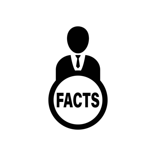 Pebisnis Dengan Ikon Flat Facts Teks Ikon Fakta Kepastian Jujur - Stok Vektor