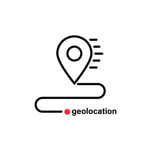 Ruta Camino Como Icono Geolocalización Mapa Línea Delgada Esquema Plano — Vector de stock