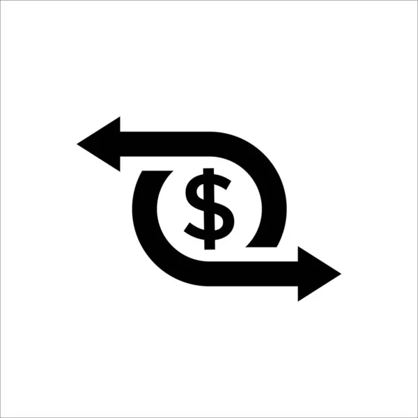 Icône Noire Flux Trésorerie Facile Avec Symbole Dollar Concept Nous — Image vectorielle