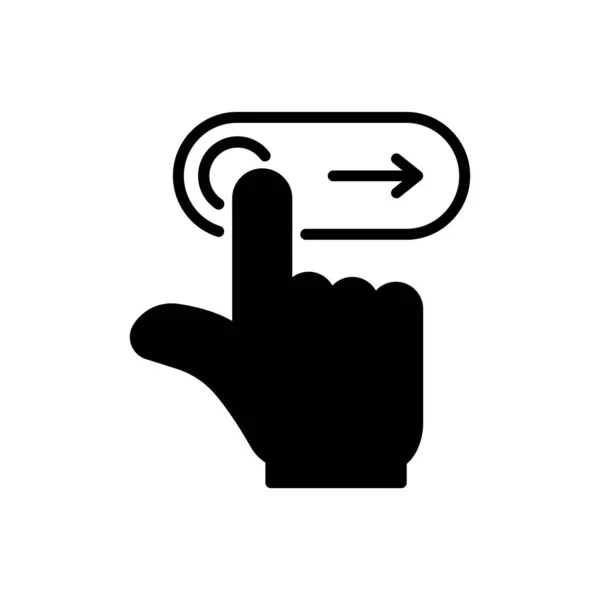 Digital Unlock Slider Icon Black Finger Point Simple Flat Outline — Stock Vector
