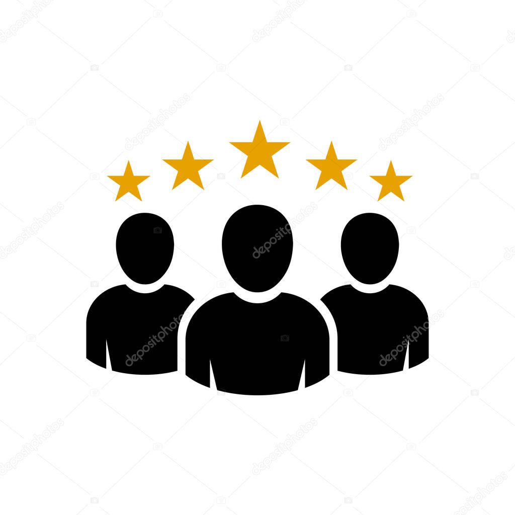 Vector icon of a person or group illustration with star rating